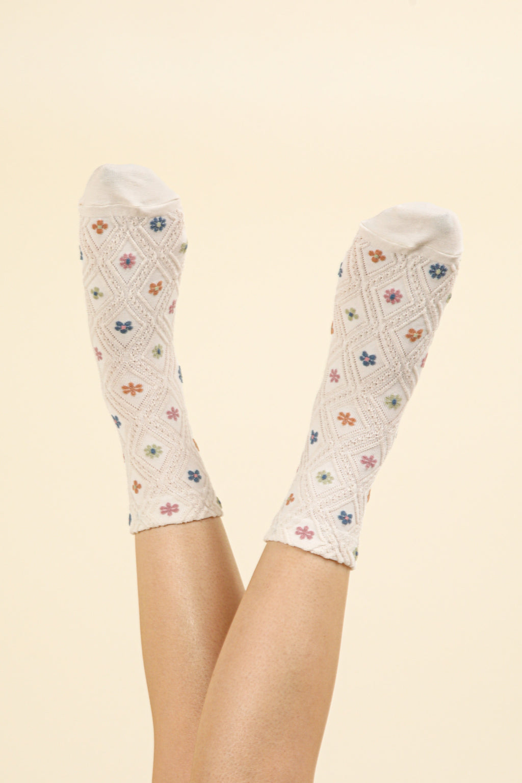 Floral Printed Textured Sock