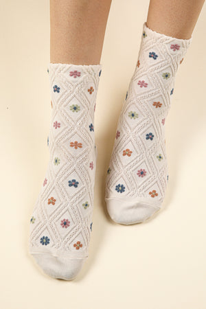 Floral Printed Textured Sock