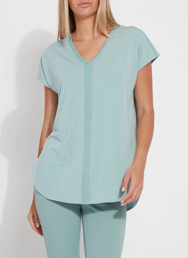 Gina V Neck Top | Morning Blue