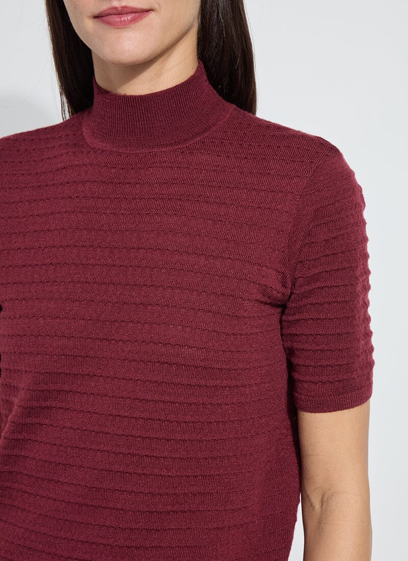 Lottie Smocked Mock Short Sleeve Sweater