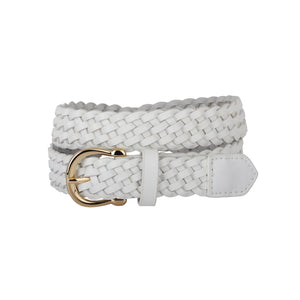 Classic Braided Equestrian Buckle Leather Belt | White