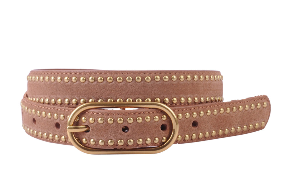 Stud-Lined Suede Belt