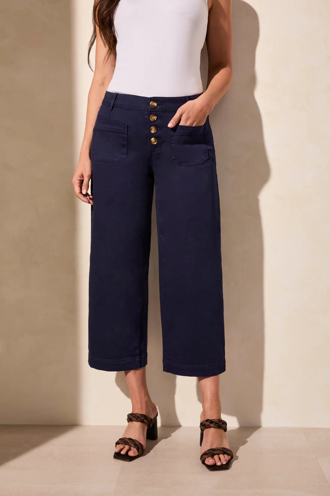 Audrey Comfort Stretch Cropped Wide Leg Jeans