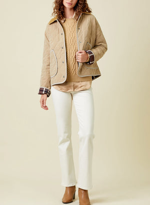 Contrast Quilted Jacket | Latte