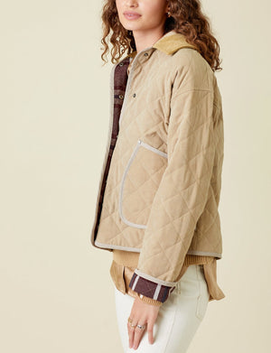 Contrast Quilted Jacket | Latte