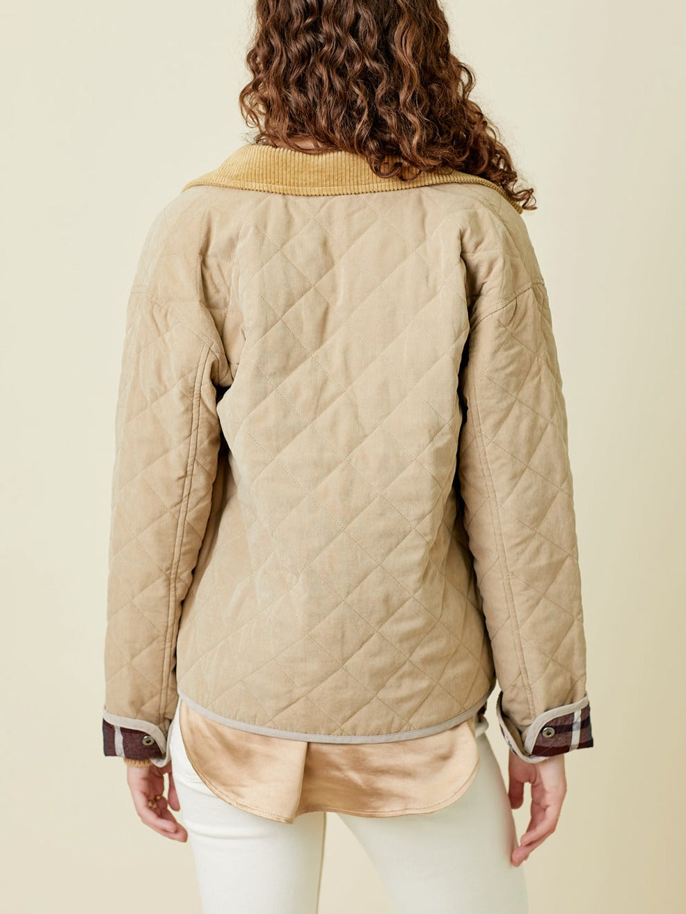 Contrast Quilted Jacket | Latte