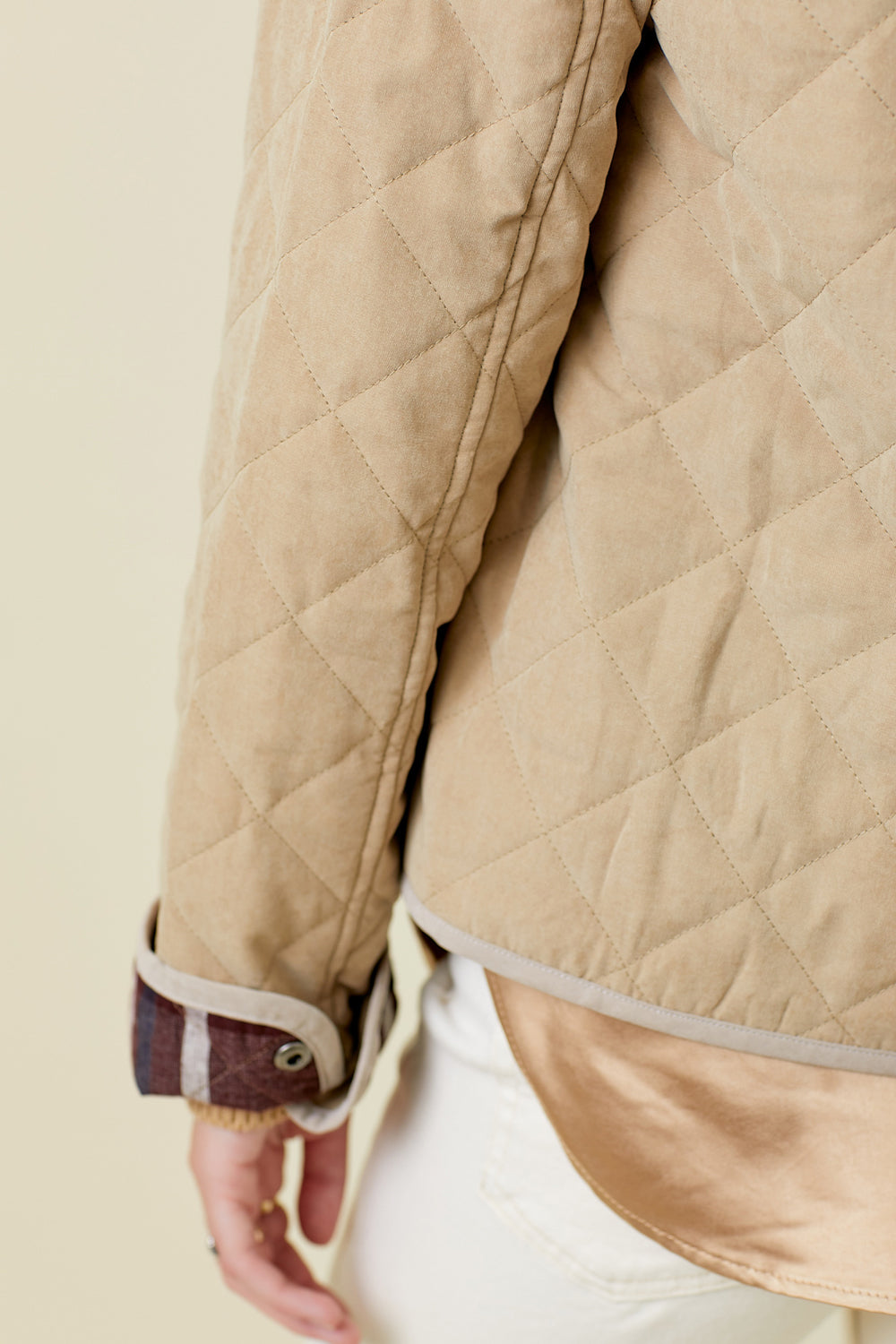 Contrast Quilted Jacket | Latte