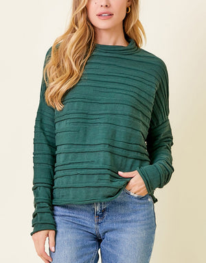 Textured Mock Neck Sweater | Green