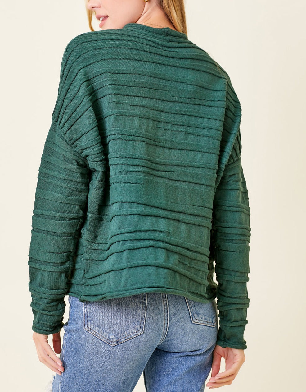 Textured Mock Neck Sweater | Green