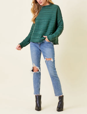 Textured Mock Neck Sweater | Green