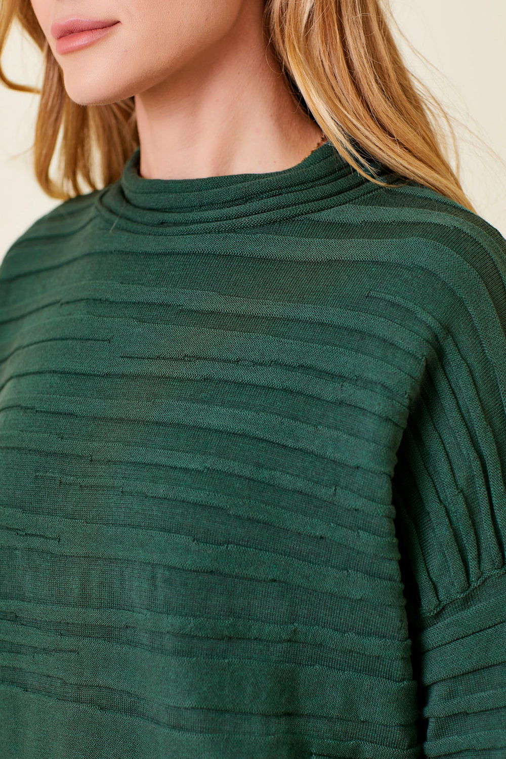 Textured Mock Neck Sweater | Green