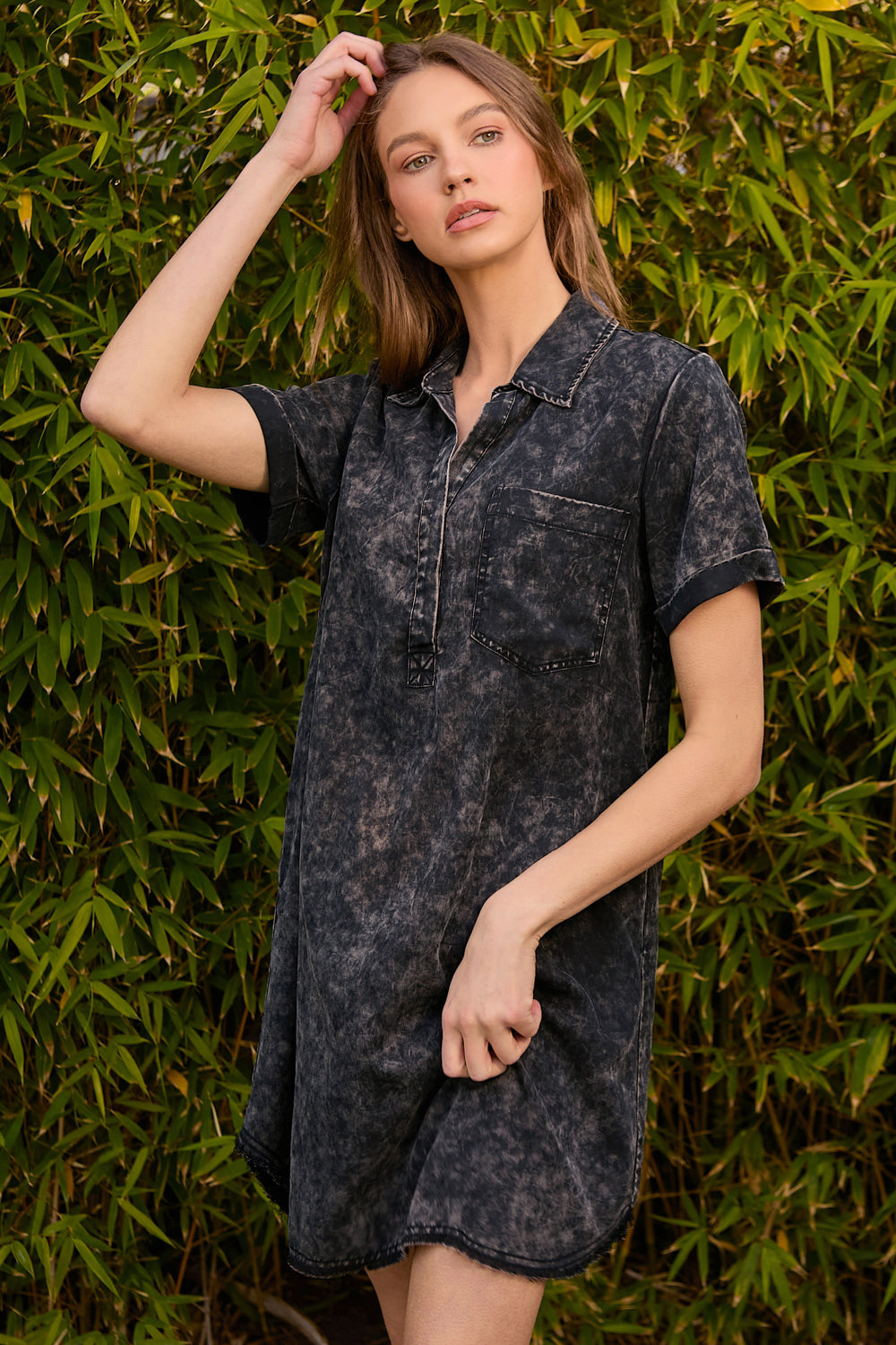 Rolled Up Sleeve Dress