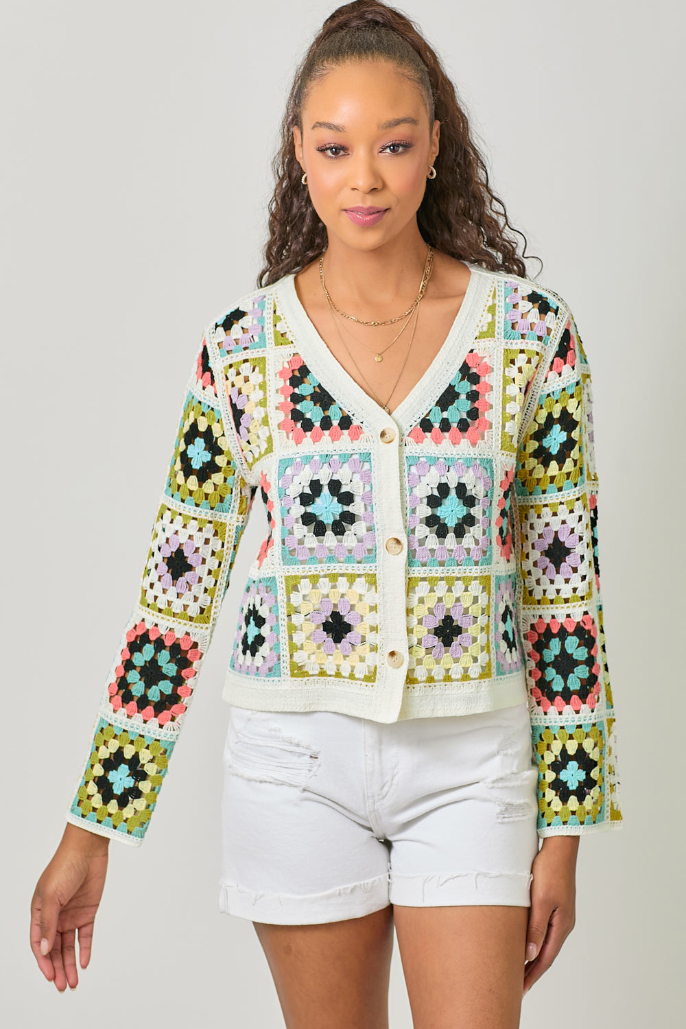 Crochet Button Up Sweater