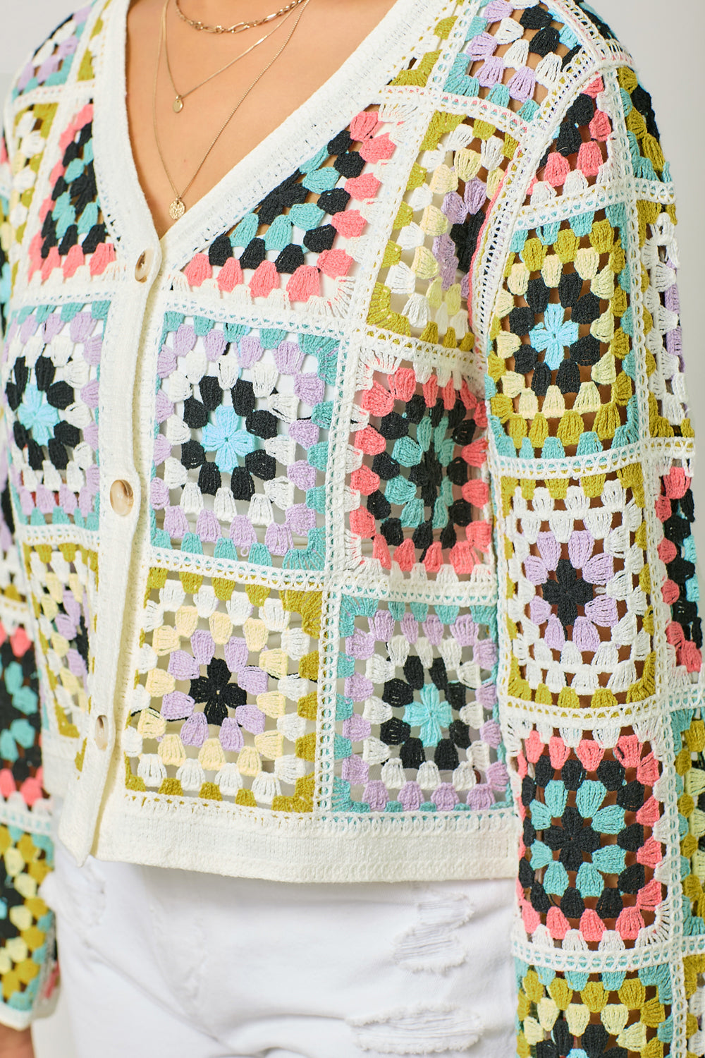 Crochet Button Up Sweater