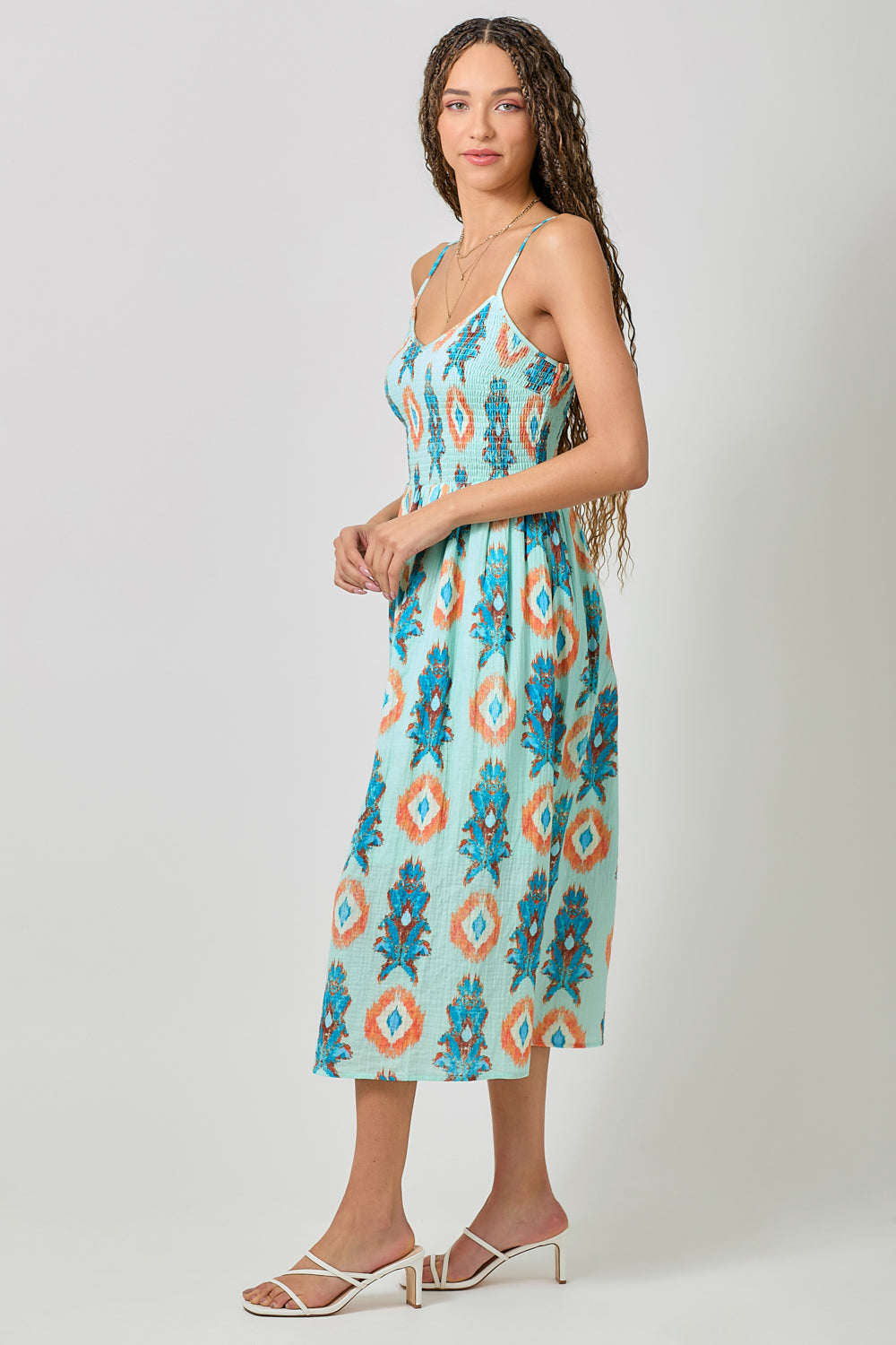 Printed Double Gauze Smocked Dress