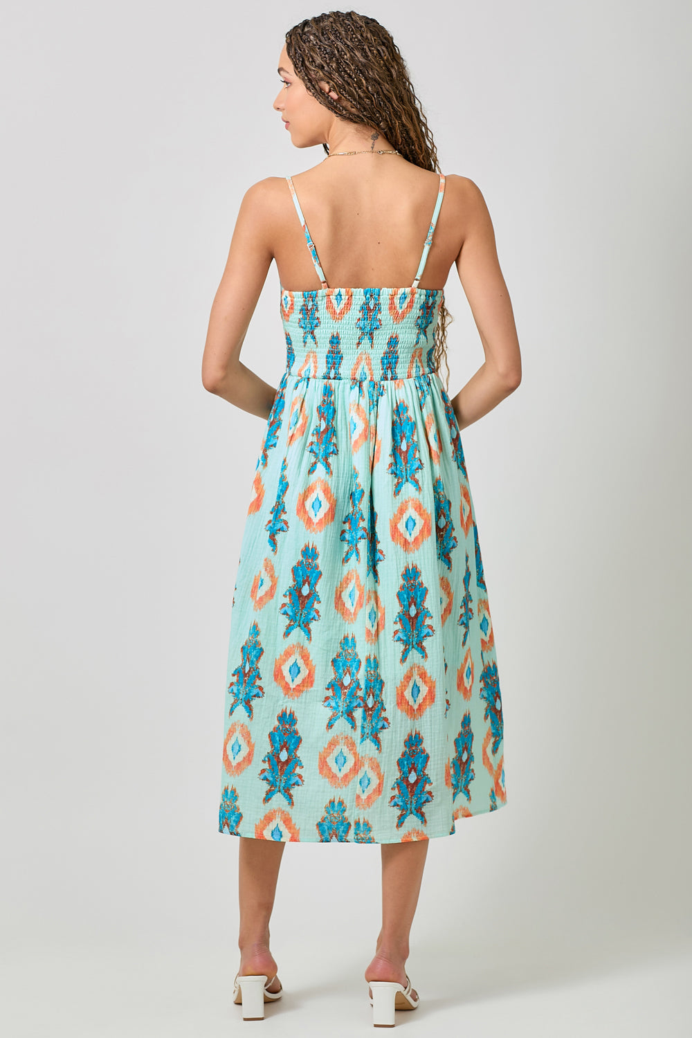 Printed Double Gauze Smocked Dress