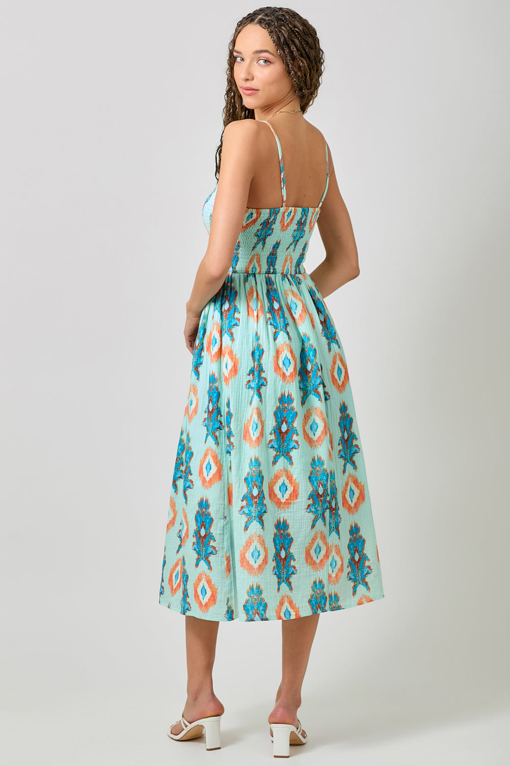 Printed Double Gauze Smocked Dress