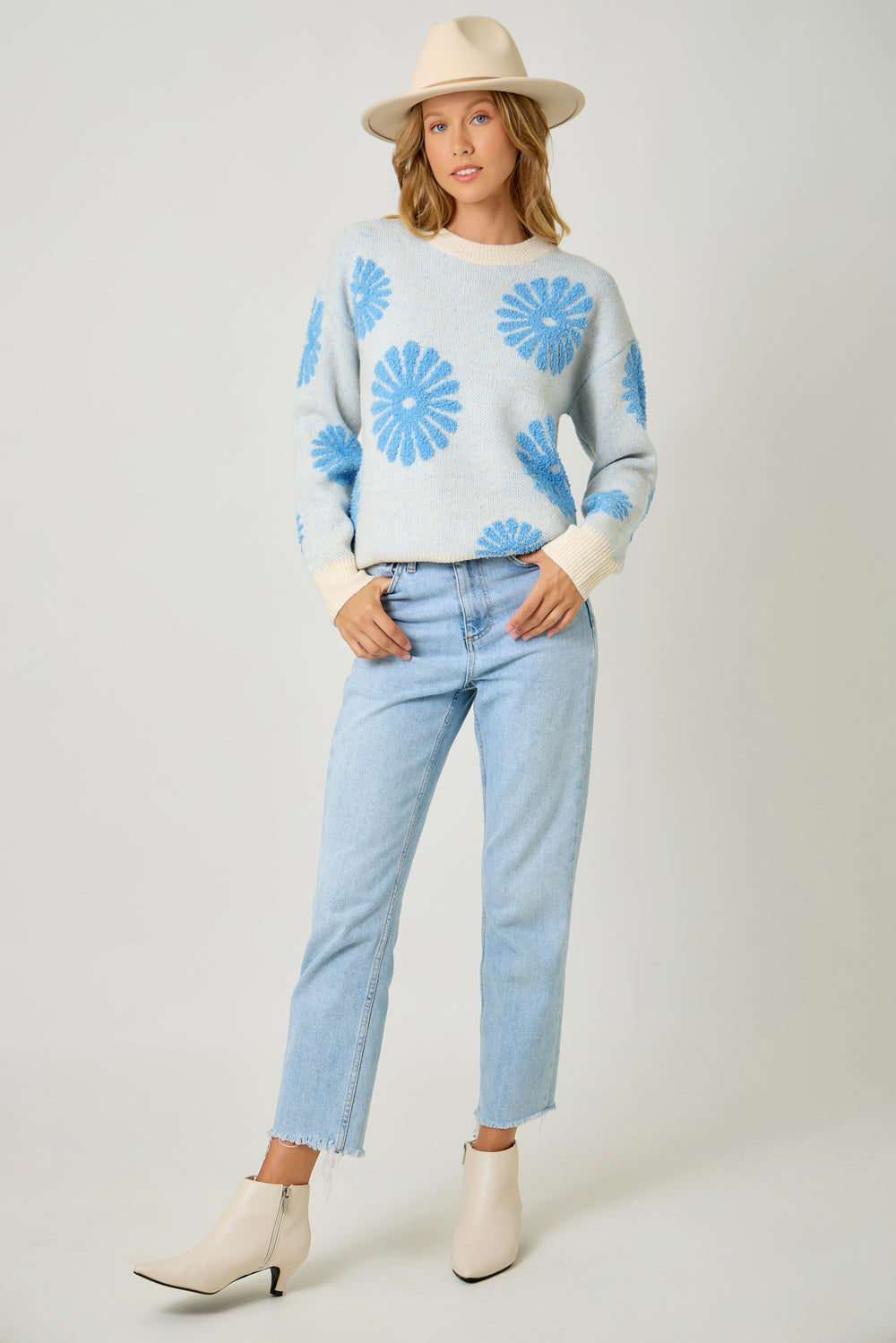 Floral Flocked Sweater