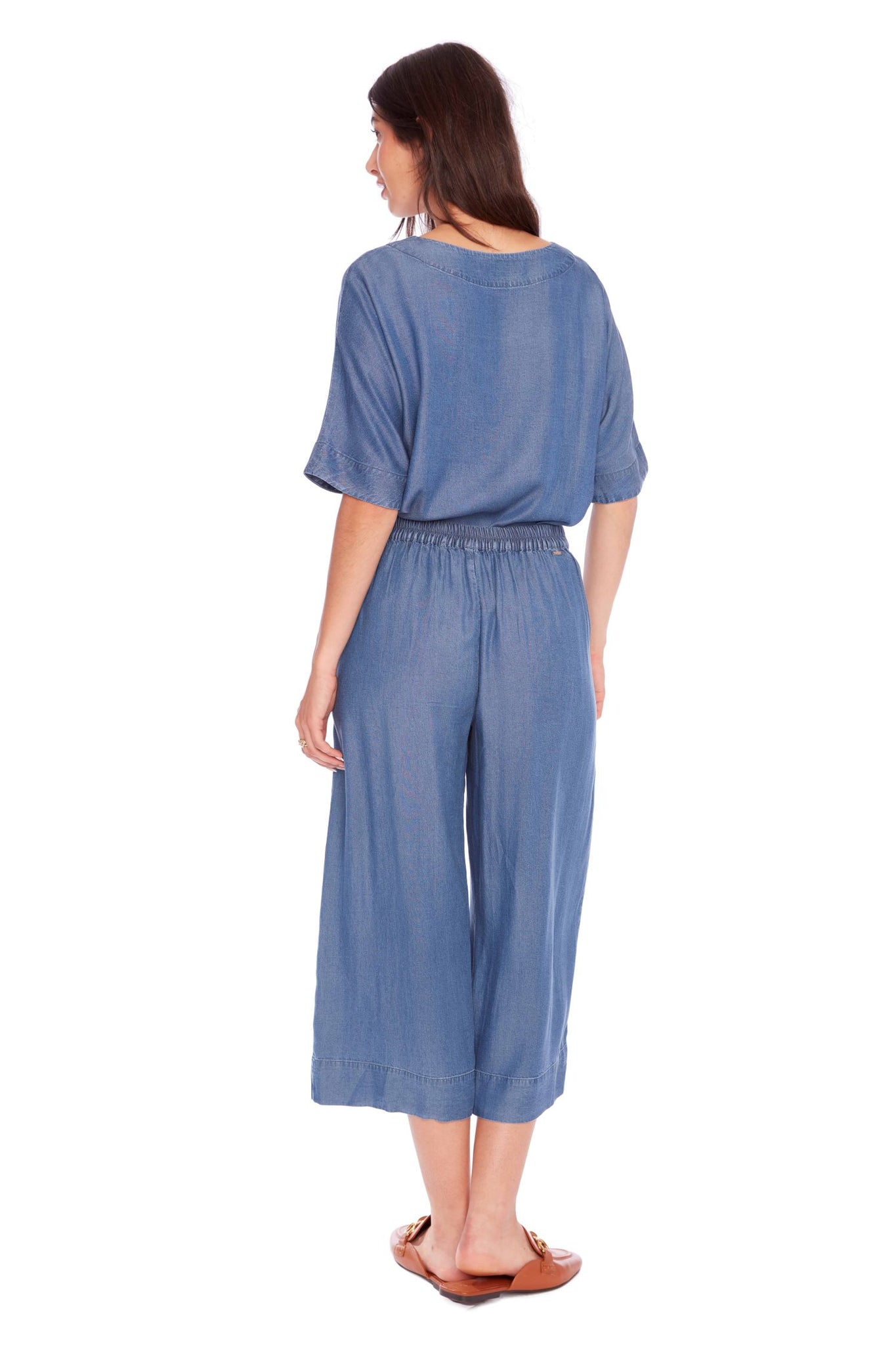 Tencel Cropped Wide-Leg Pant
