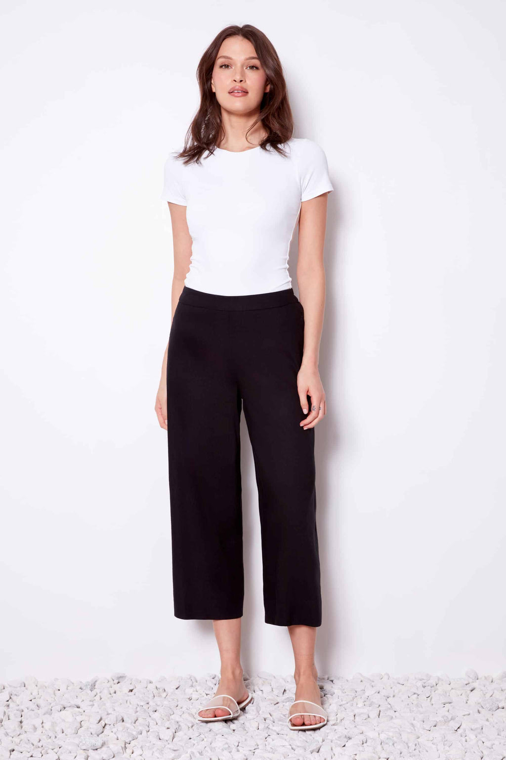 Linen Wide-Leg Cropped Pant