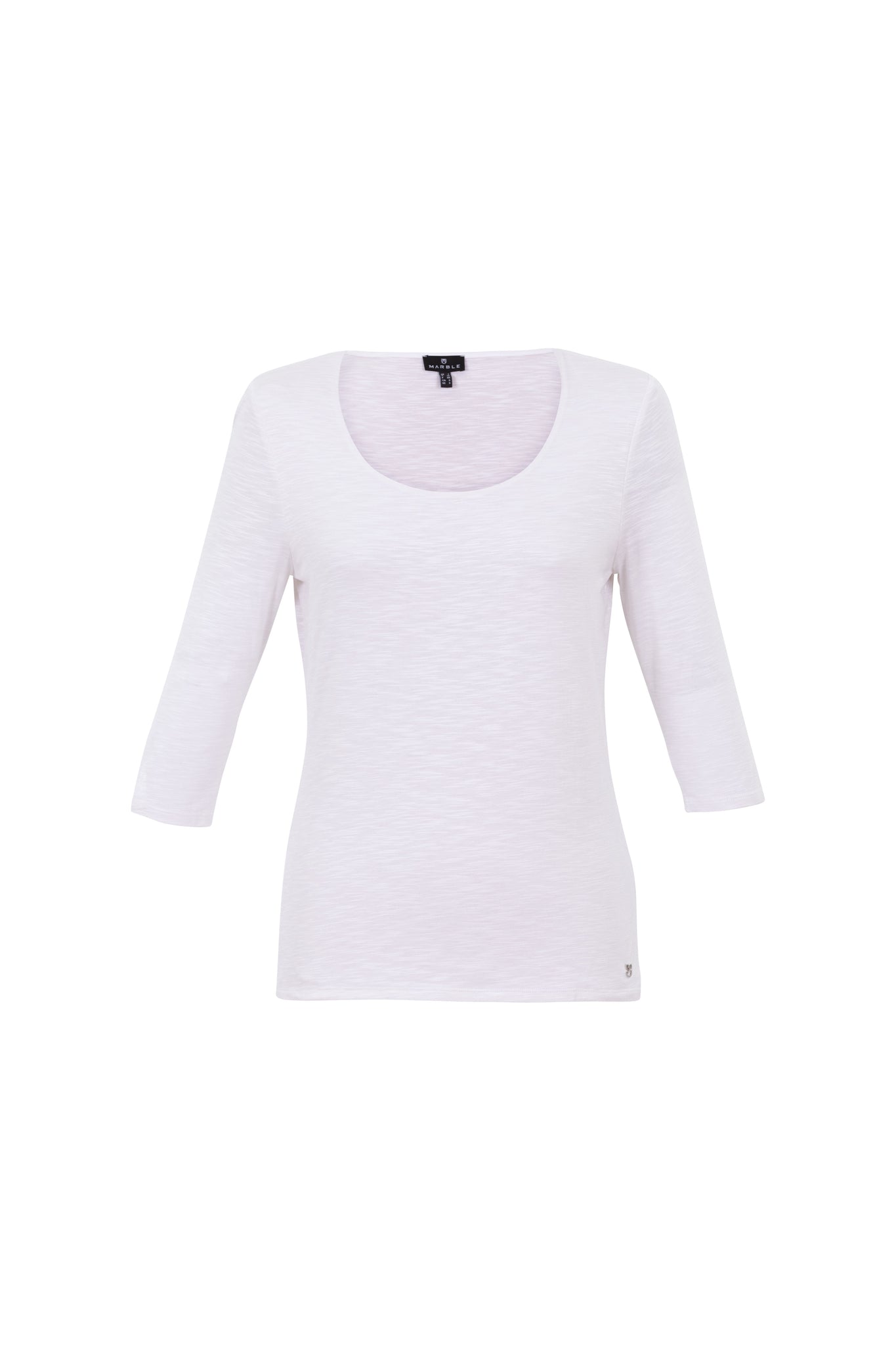 3/4 Sleeve Scoop Knit Tee | White