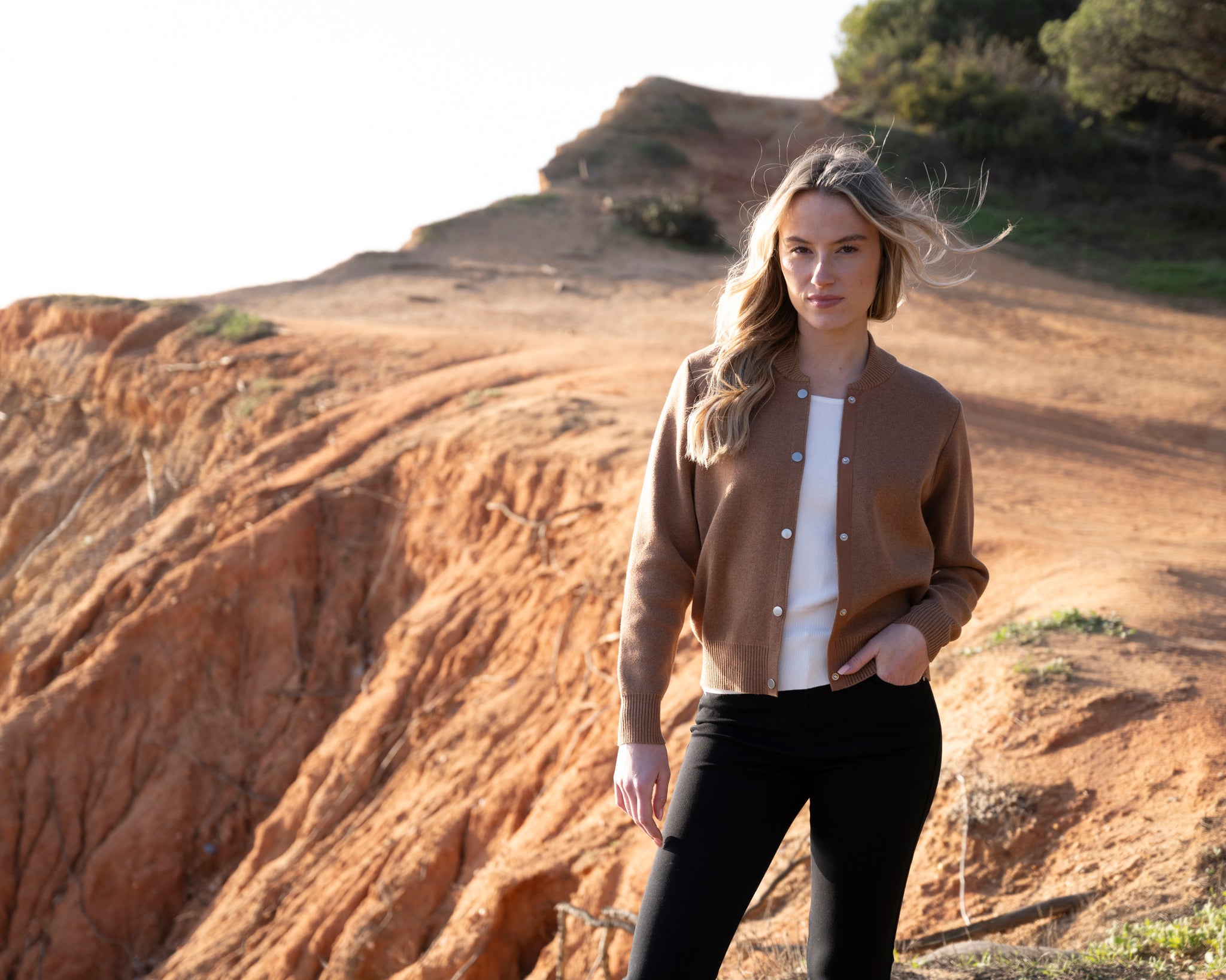 Snap Front Knit Bomber Jacket