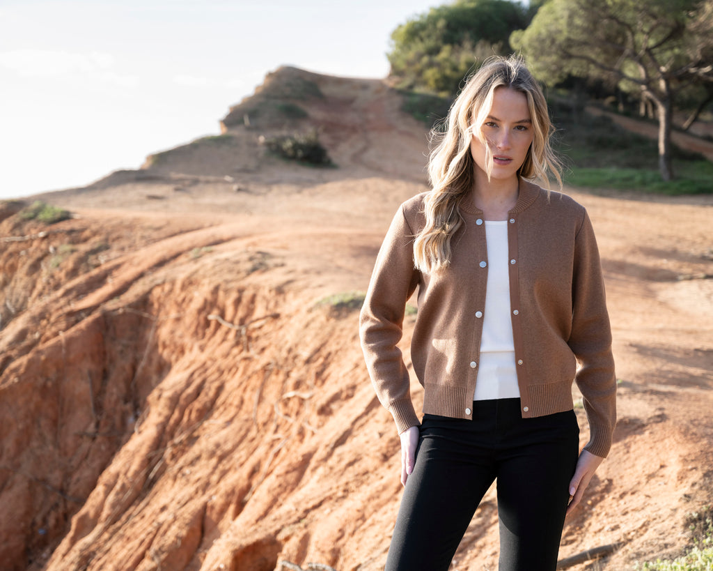 Snap Front Knit Bomber Jacket