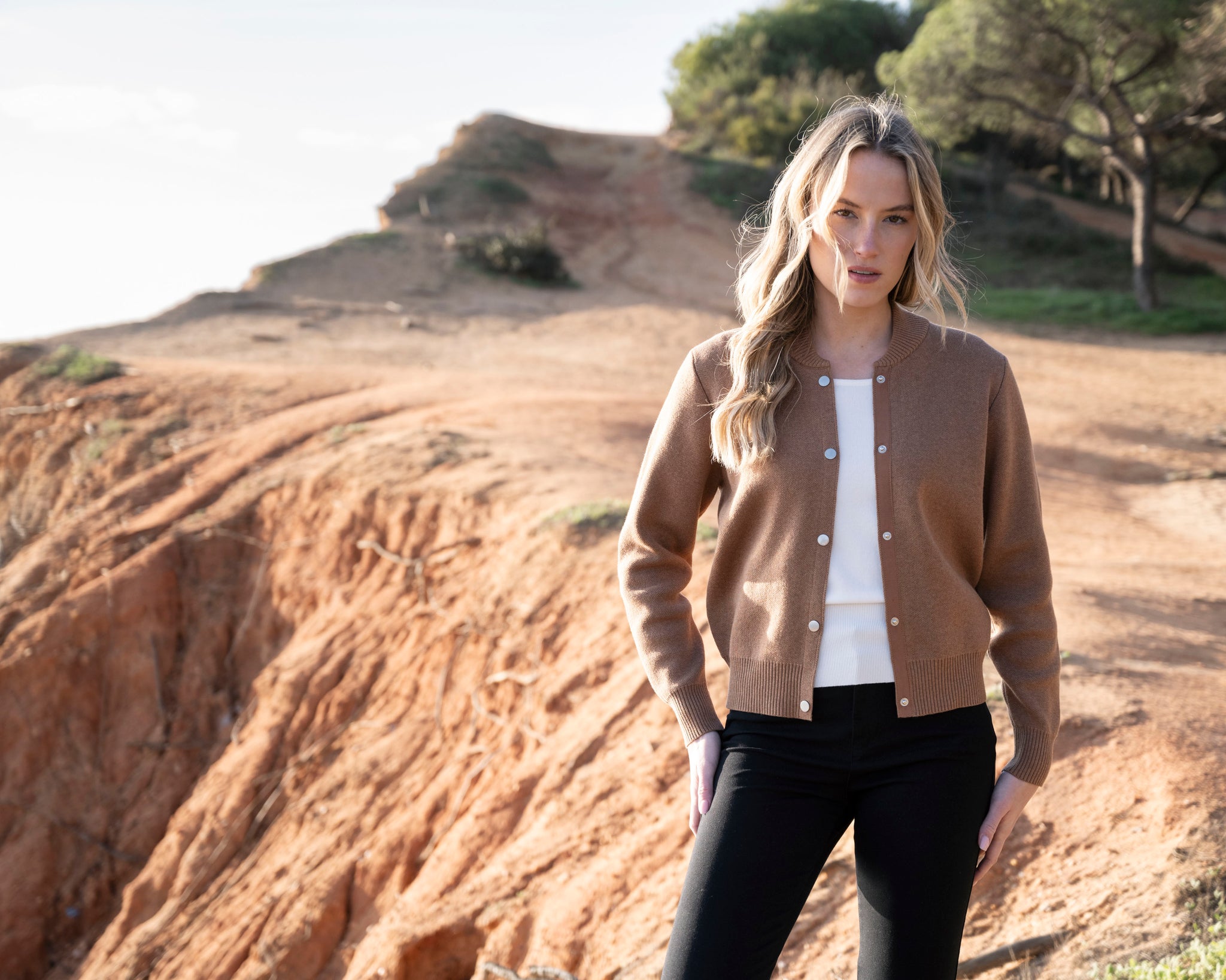 Snap Front Knit Bomber Jacket