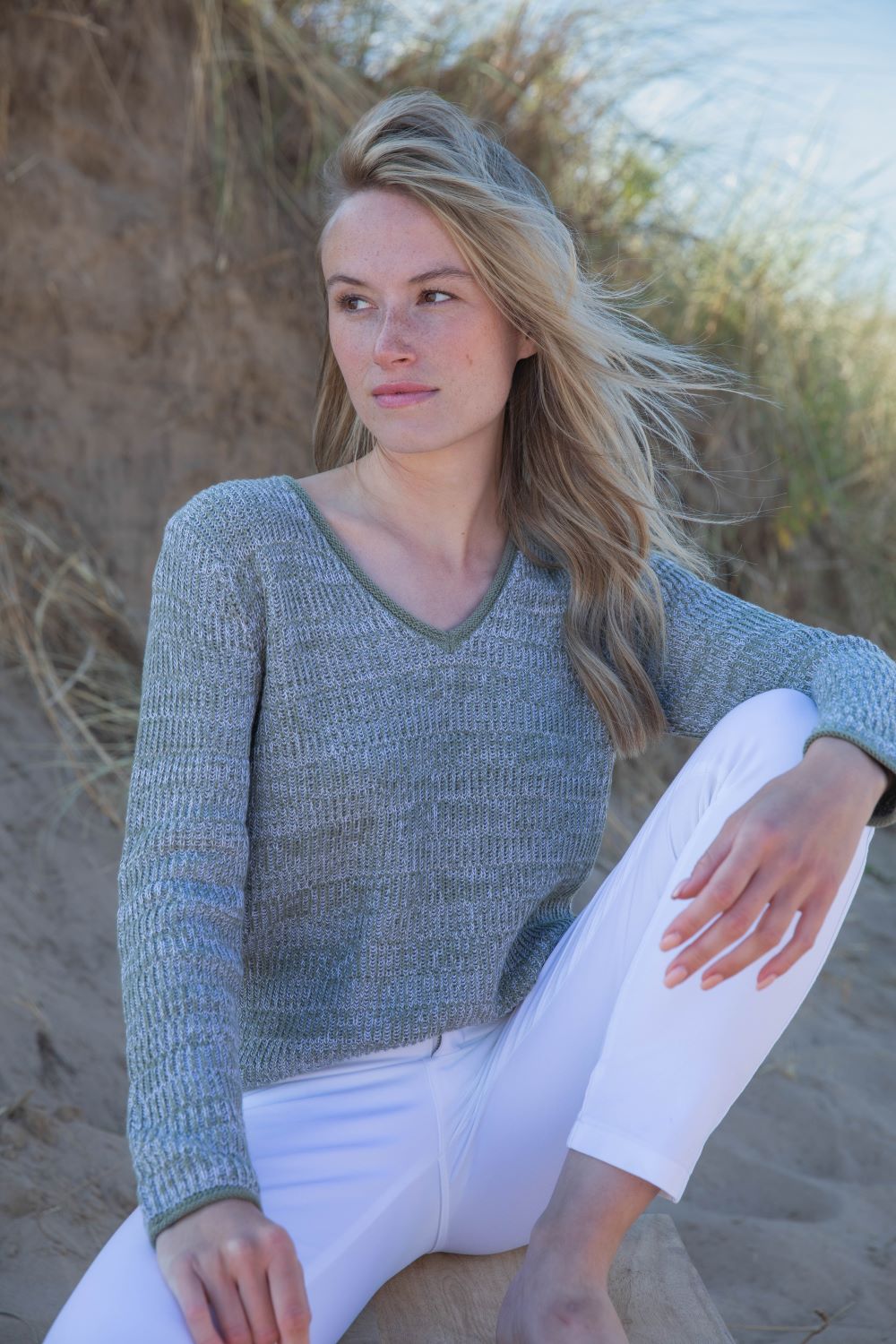 Marble V-Neck Heather Sweater