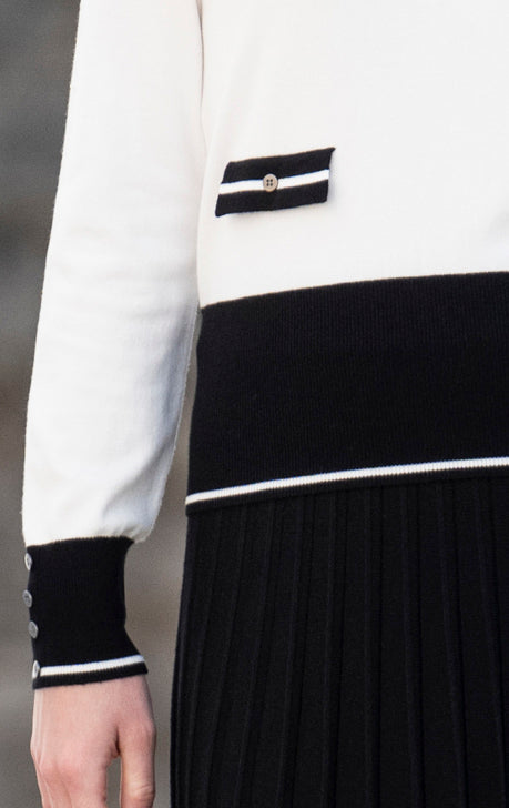 Faux Pockets Banded Sweater