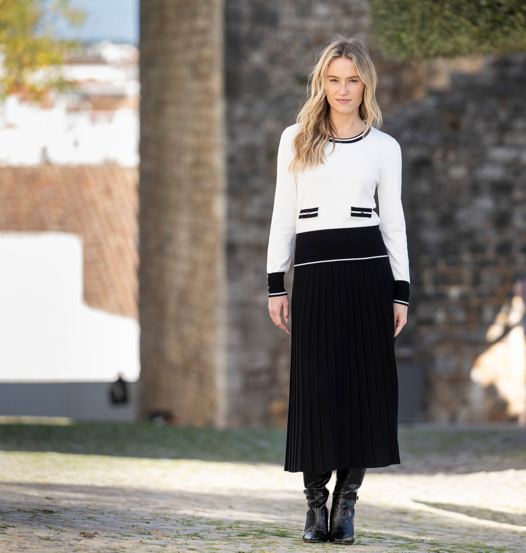 Faux Pockets Banded Sweater