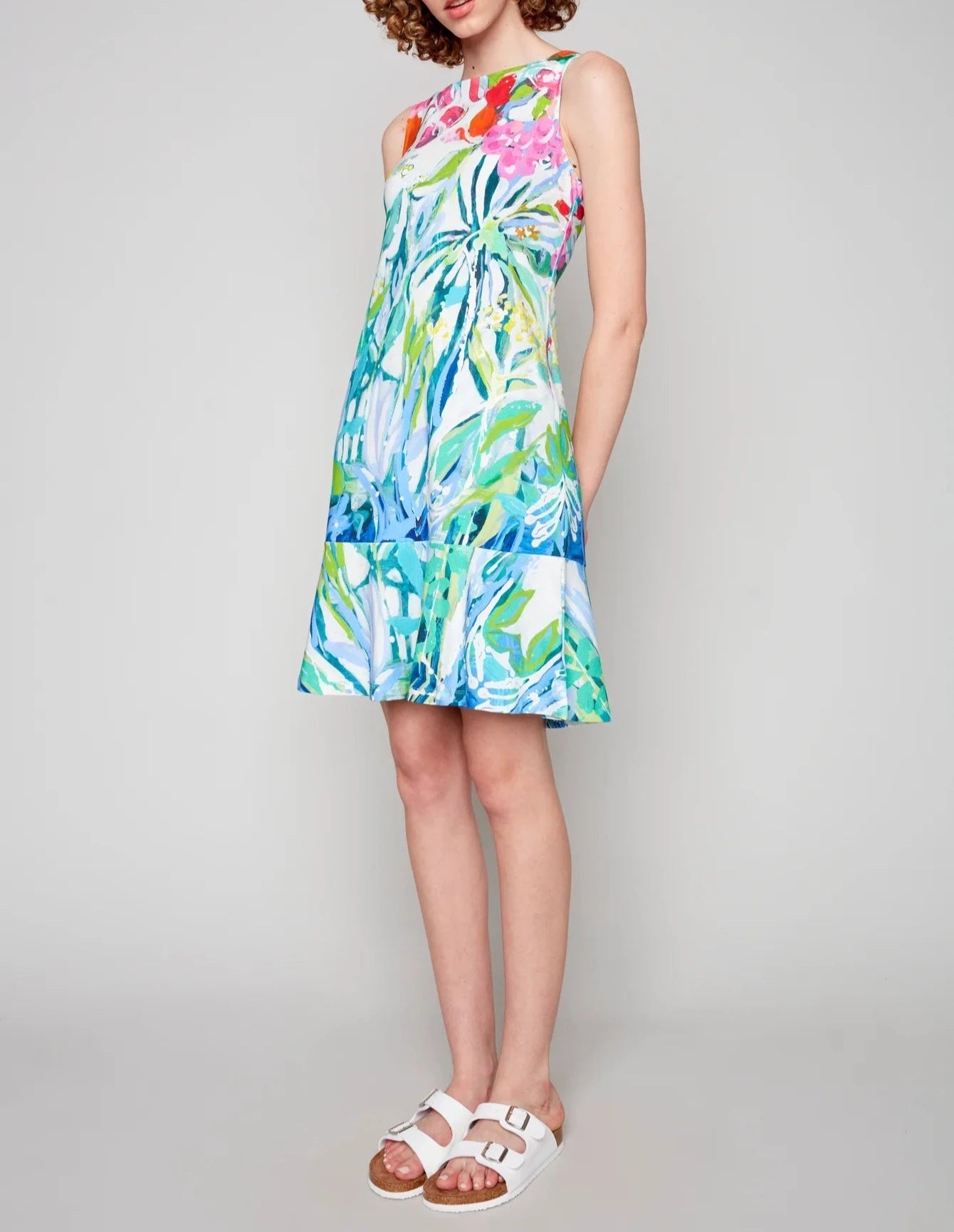 At Liberty in the Garden Sleeveless Frill Bottom Dress