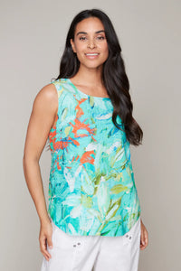 The Crocosmia are in Bloom Sleeveless Top With Side Button Detail