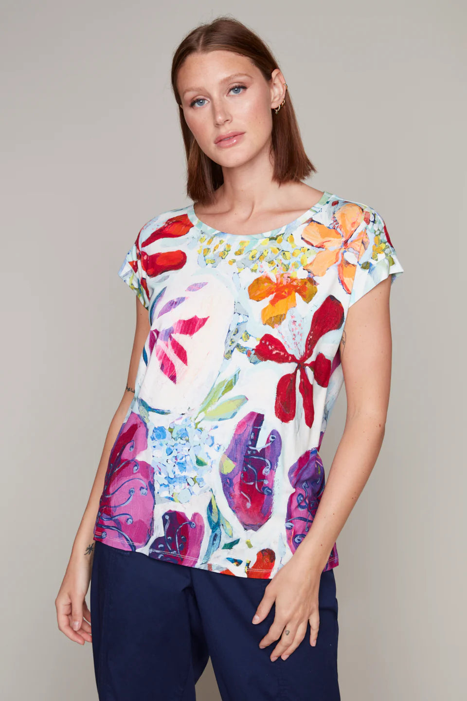 A Smattering of Spring Pop-Over Short Sleeve Top