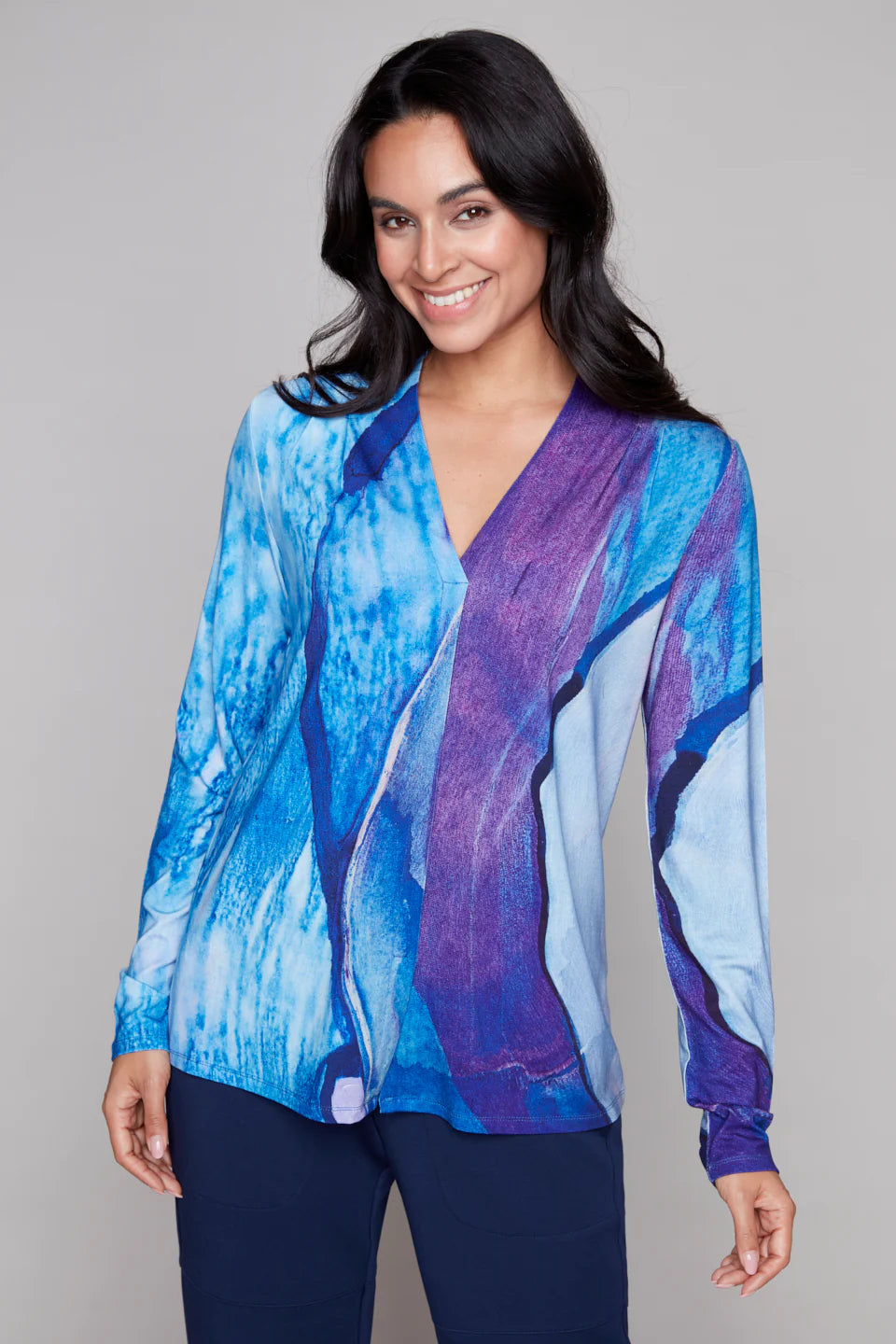 "Out of Breath" Soft Drape V-neck Top