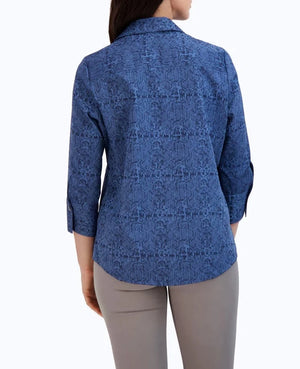 Paityn Non-Iron Croc Jacquard Shirt | Denim
