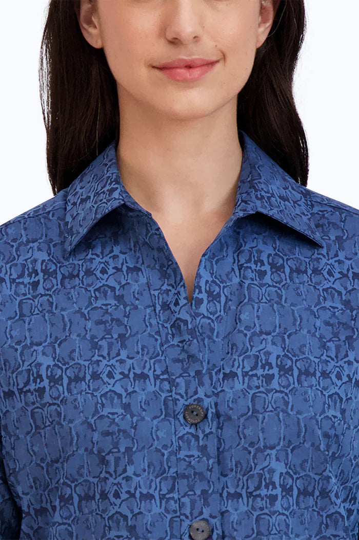 Paityn Non-Iron Croc Jacquard Shirt | Denim