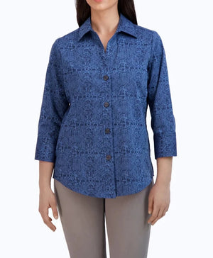 Paityn Non-Iron Croc Jacquard Shirt | Denim