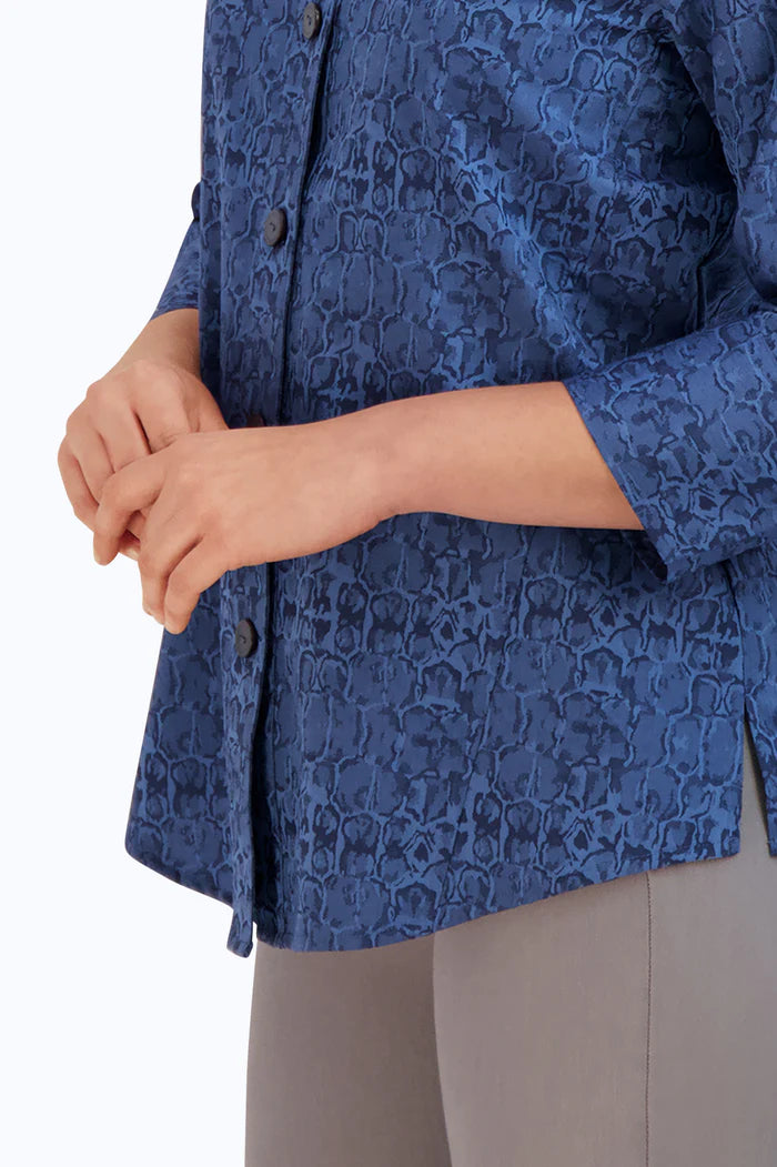 Paityn Non-Iron Croc Jacquard Shirt | Denim