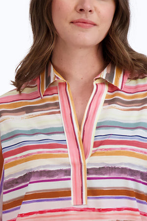 Sophia No Iron Watercolor Stripe Popover | Multi