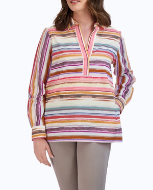 Sophia No Iron Watercolor Stripe Popover | Multi