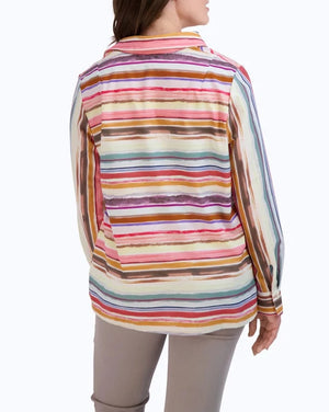 Sophia No Iron Watercolor Stripe Popover | Multi