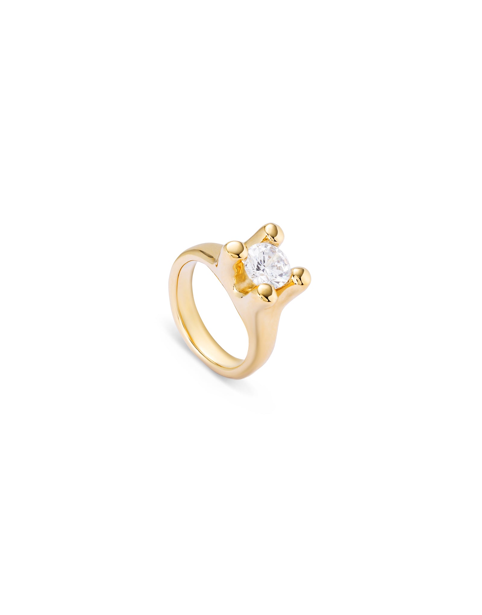 18K gold-plated ring with white cubic zirconia