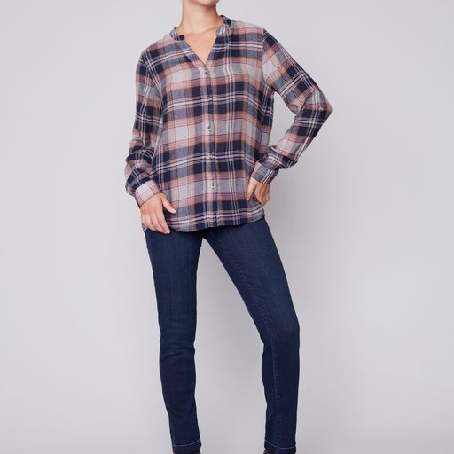 Plaid Button Down Shirt | Navy