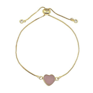 Pull On Bracelet: Heart Semi Precious Stones | Pink Opal