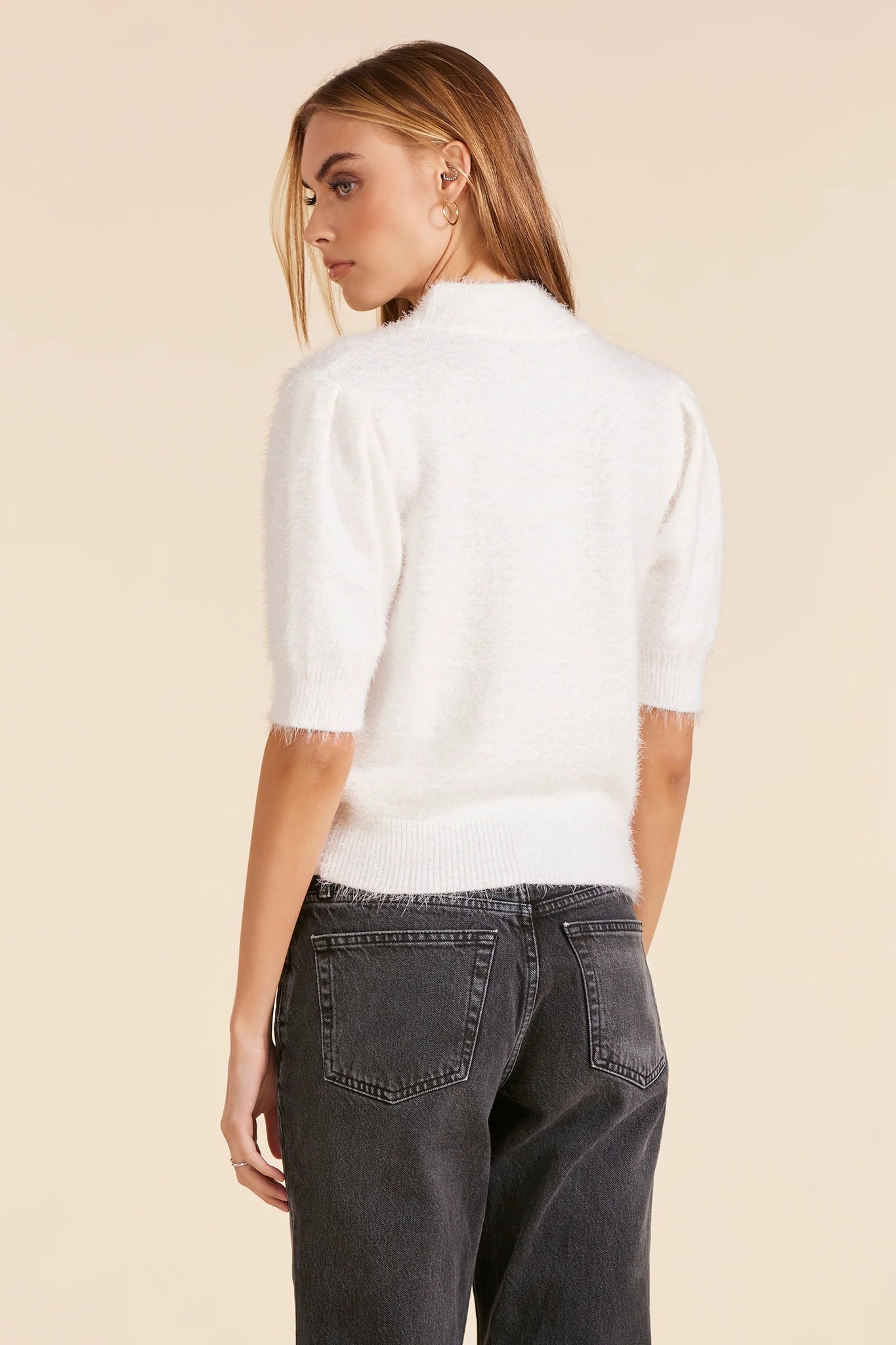Mock Neck Puff Sleeve Sweater