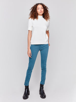 Twill Pull On Pant with Snap Hem