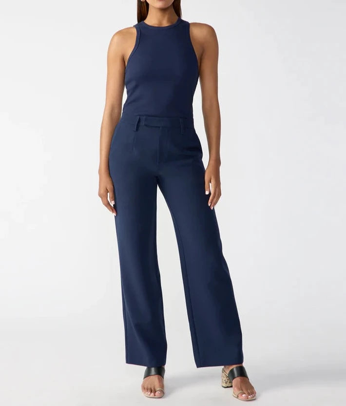 Rue Semi High Rise Trouser Pant Navy Reflection