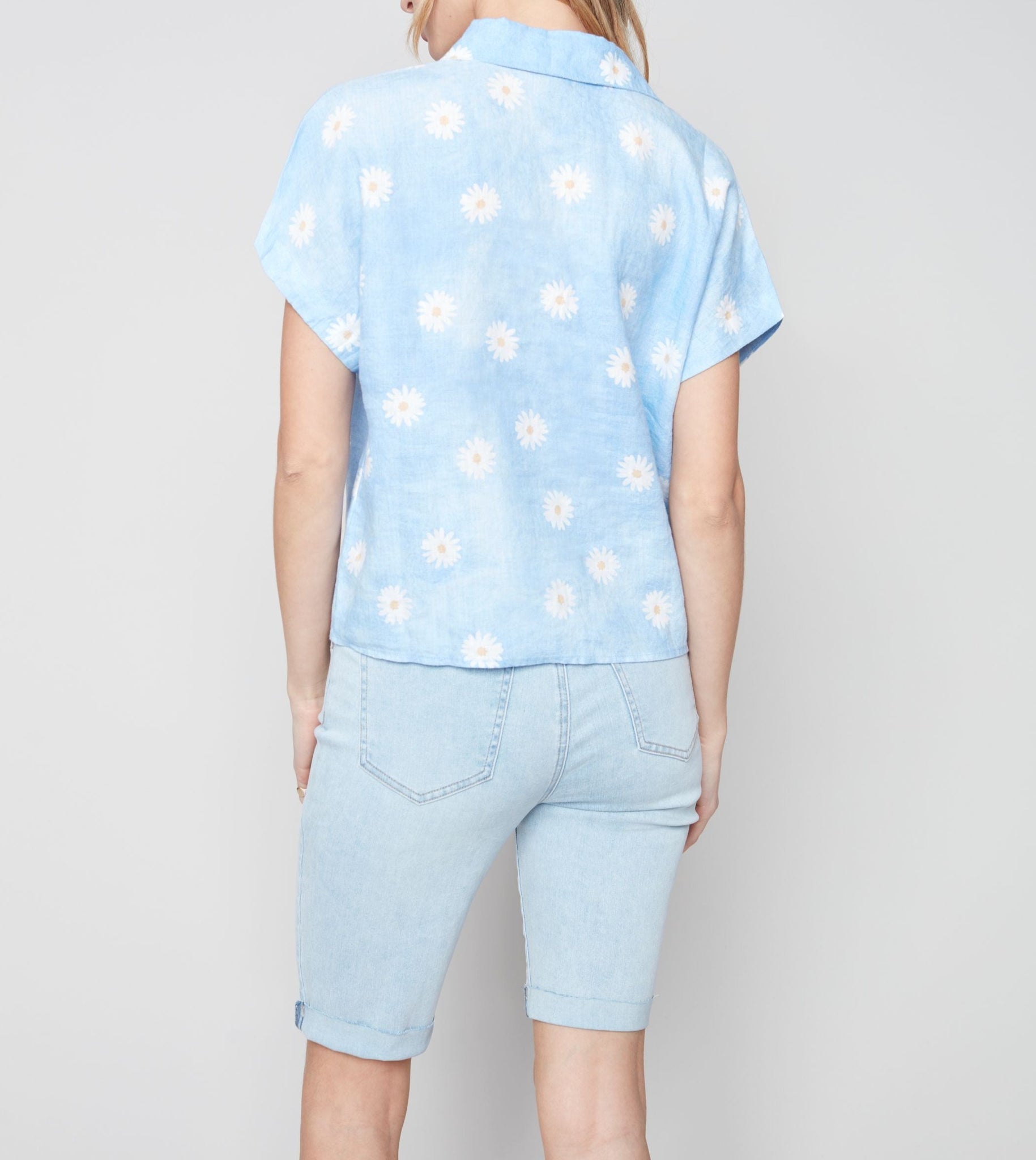Printed Front Tie Top | Crulean