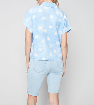 Printed Front Tie Top | Crulean